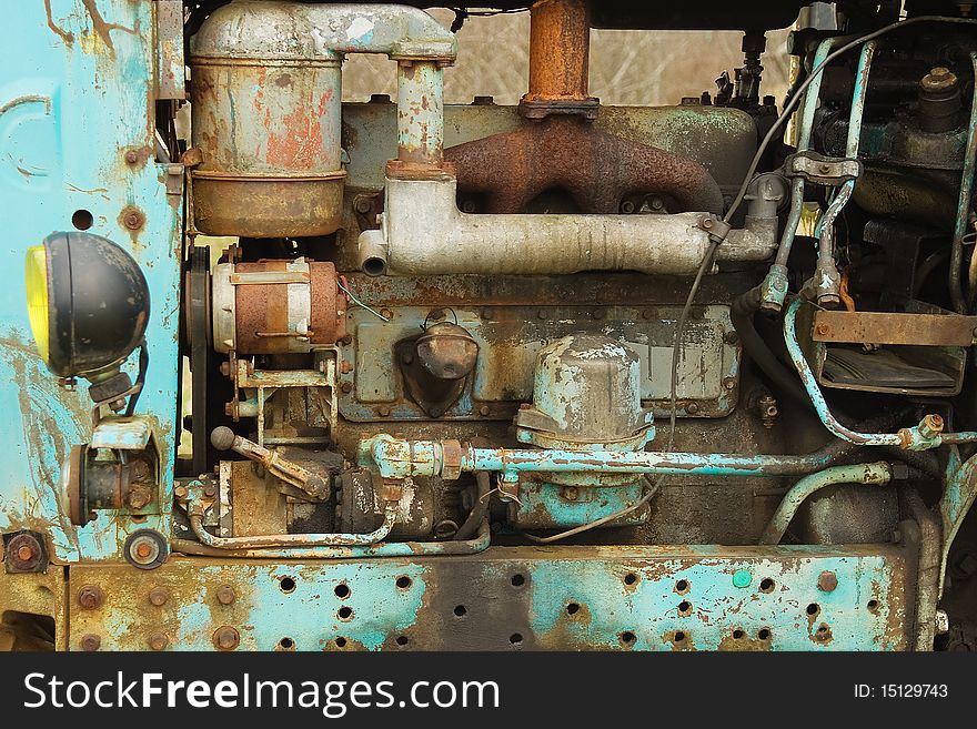 Engine of old rusty tractor. Engine of old rusty tractor