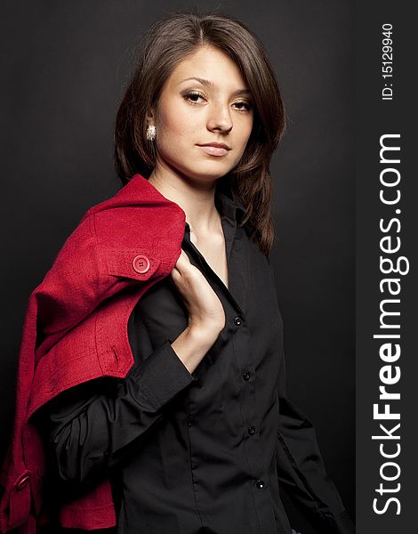 Portrait of a girl with red jacket