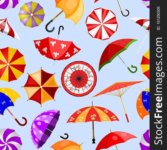 Umbrella vector umbrella-shaped rainy protection open or closed and parasol illustration set of protective cover