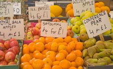 Fruits For Sale On Market Stall. Royalty Free Stock Photography