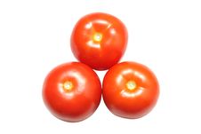 Three Red Tomatoes Isolated On White Royalty Free Stock Photography