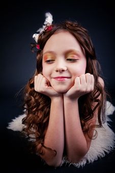 Young Girl Posing On Black Background Royalty Free Stock Image