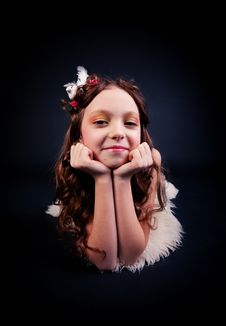 Young Girl Posing On Black Background Royalty Free Stock Photos Young Girl Posing On Black Background Royalty Free Stock Photos