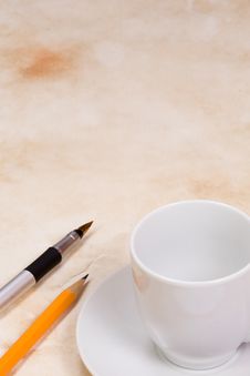 Empty Cup At Paper Royalty Free Stock Photo Empty Cup At Paper Royalty Free Stock Photo