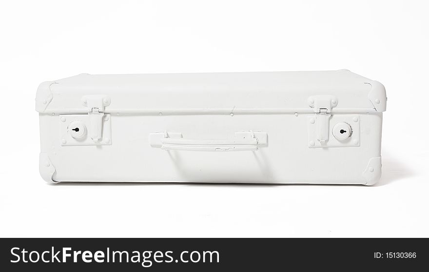 White suitcase on a white