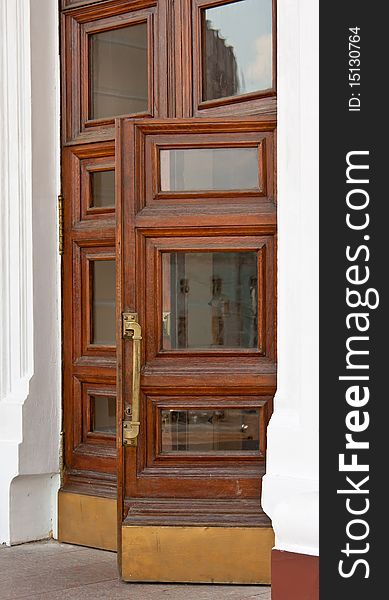 Vintage brown wooden door close-up. Vintage brown wooden door close-up