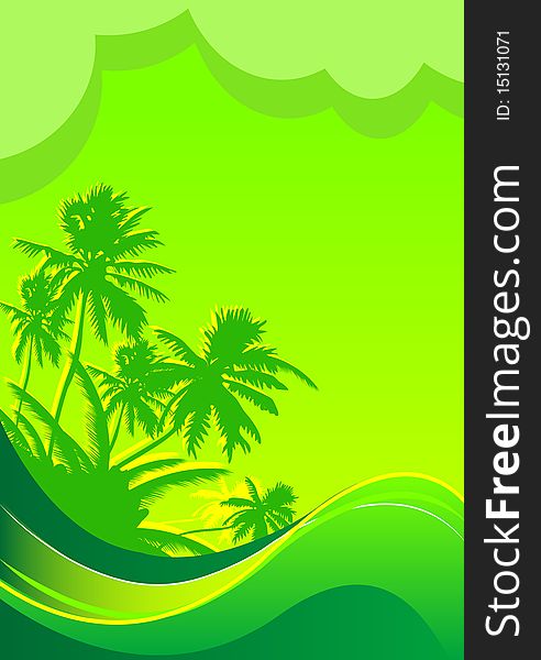 Summer themed beach illustration banner with place for text. Summer themed beach illustration banner with place for text