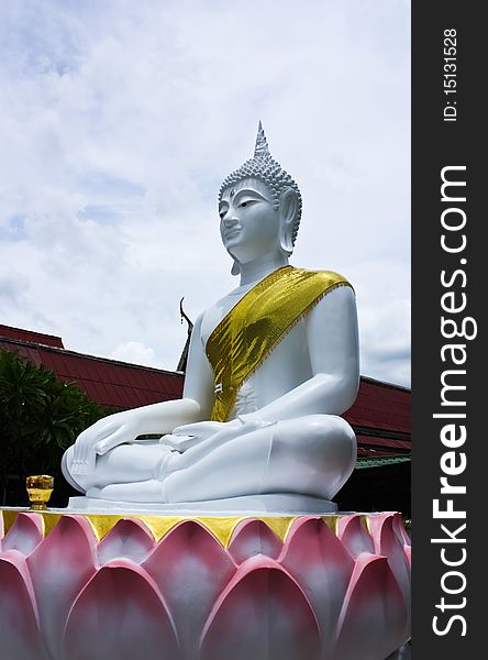 White image of Buddha in Thailand