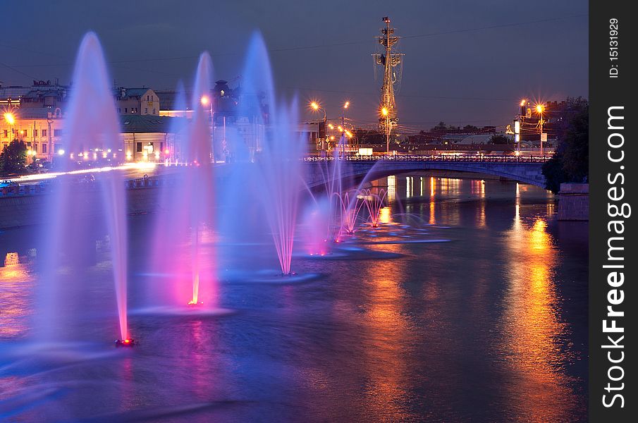 Night Fountain, Peter the Great Statue; Moscow, Russia