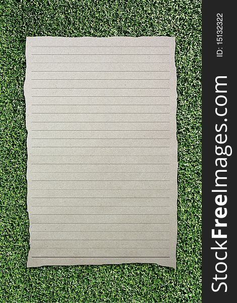 The Tear brown paper with line on green grass background