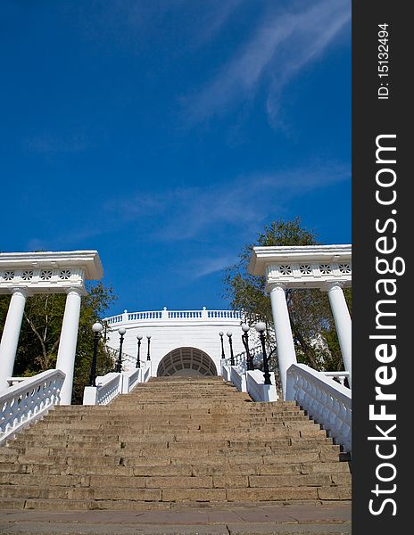 Stairs And Colonnade In Orenburg.