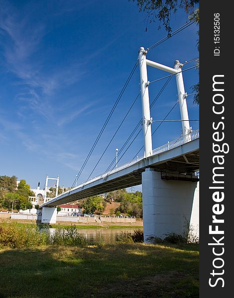 Bridge Over The River Of Ural In Orenburg.