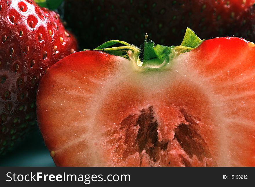 Strawberry cutted macro, shallow DOF