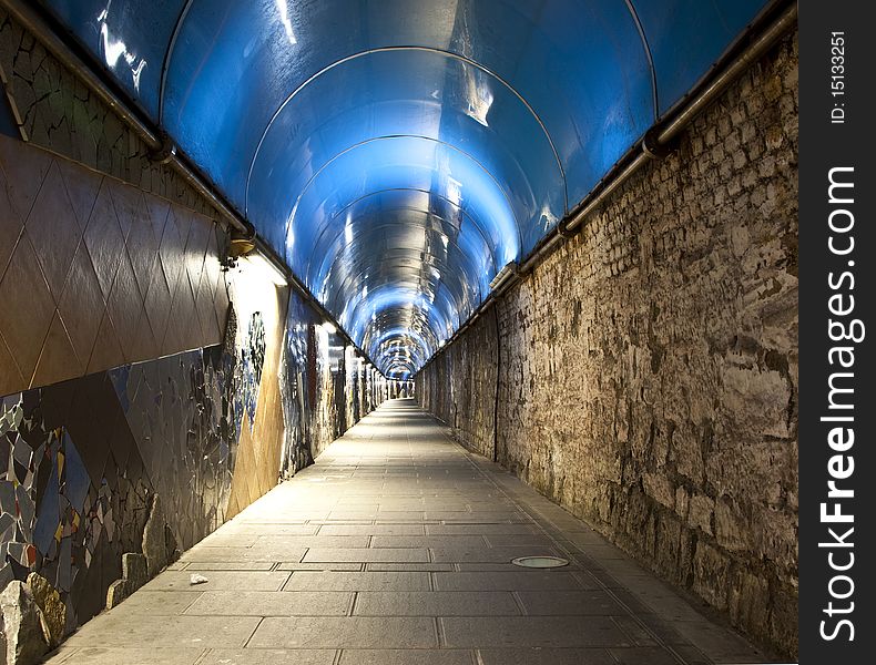 Tunnel blue in 5 terre italy