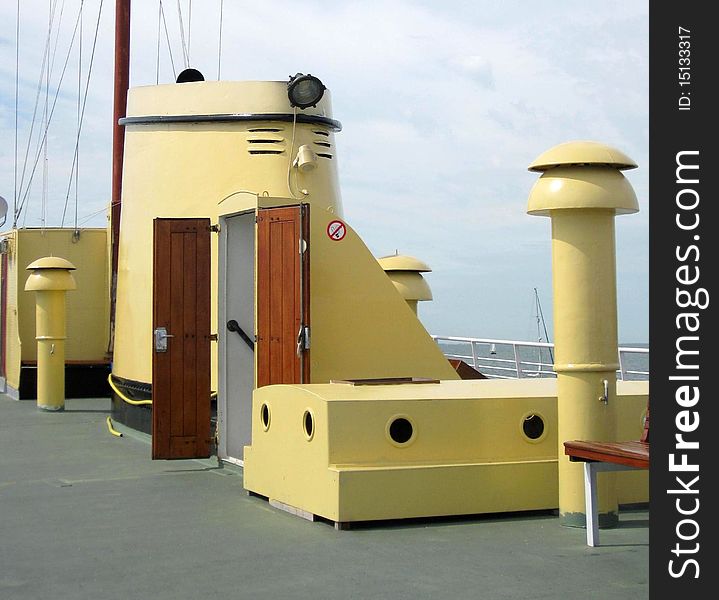 A deck of a ship. A deck of a ship