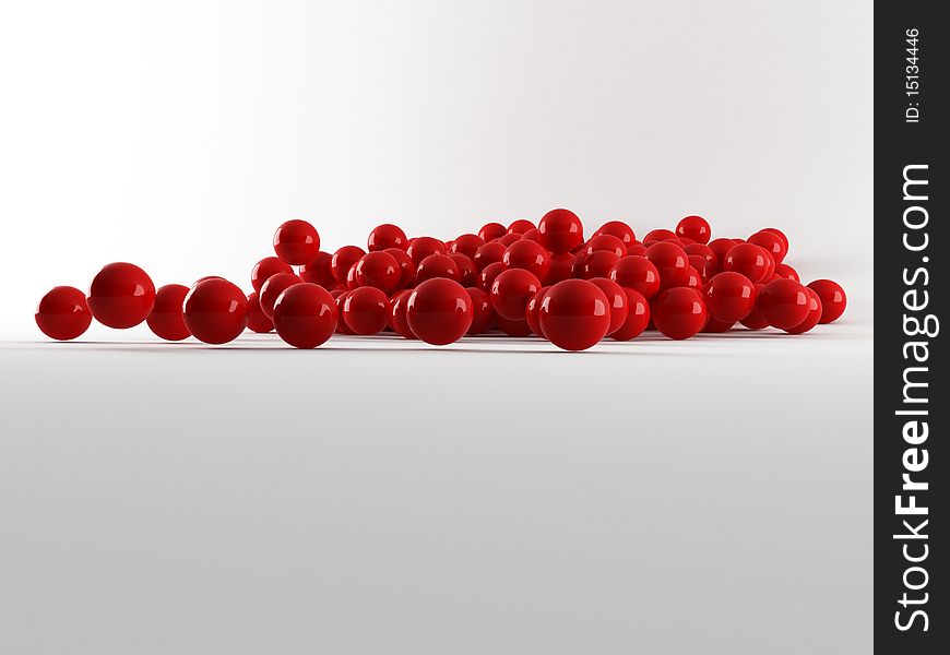 A wall of red balls on a grey background