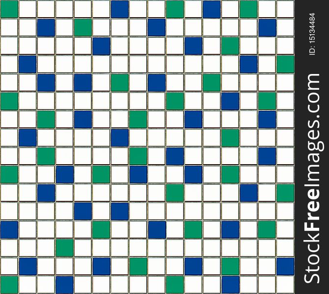 Small tiles texture in white,blue and green