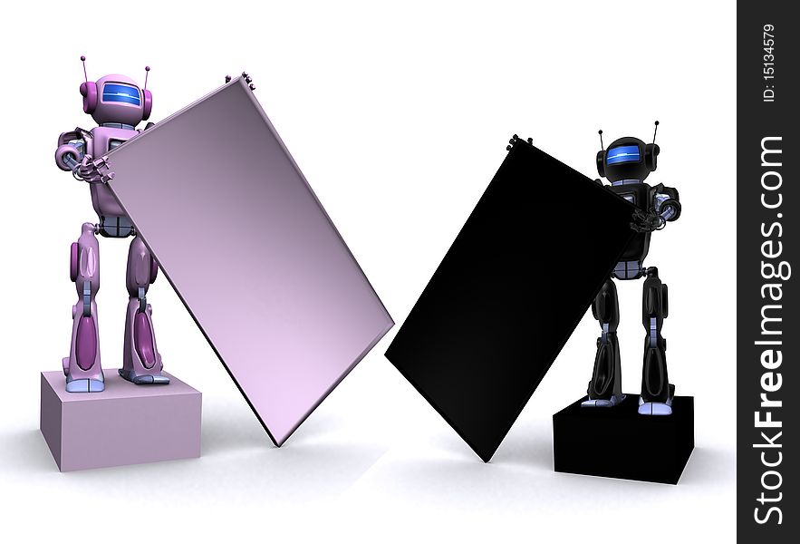 3D Robot with empty billboard