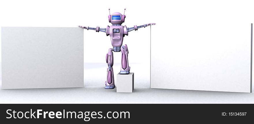 3D Robot with empty billboard