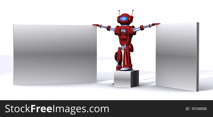 3D Robot with empty billboard