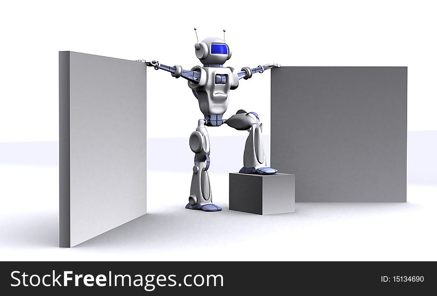 Robot with empty billboard