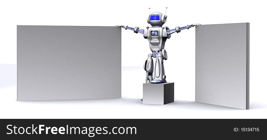 3D Robot with empty billboard