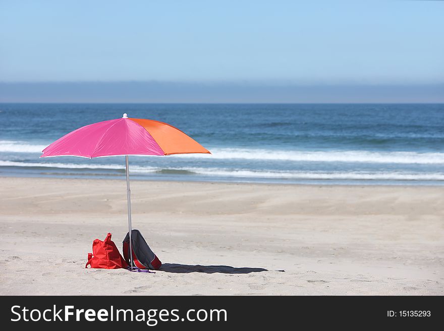 Colorful umbrella in the beach