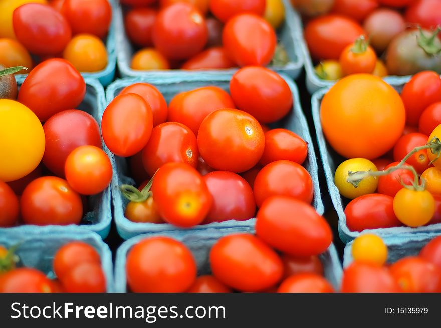 Image of packaged cherry tomatoes. Image of packaged cherry tomatoes.