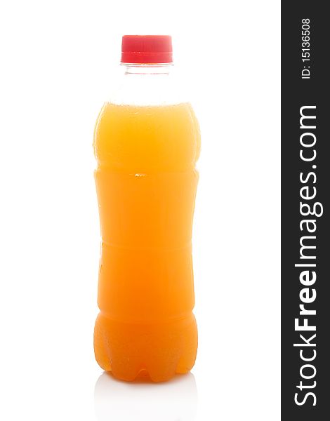 Delicious juice bottle isolated on white background
