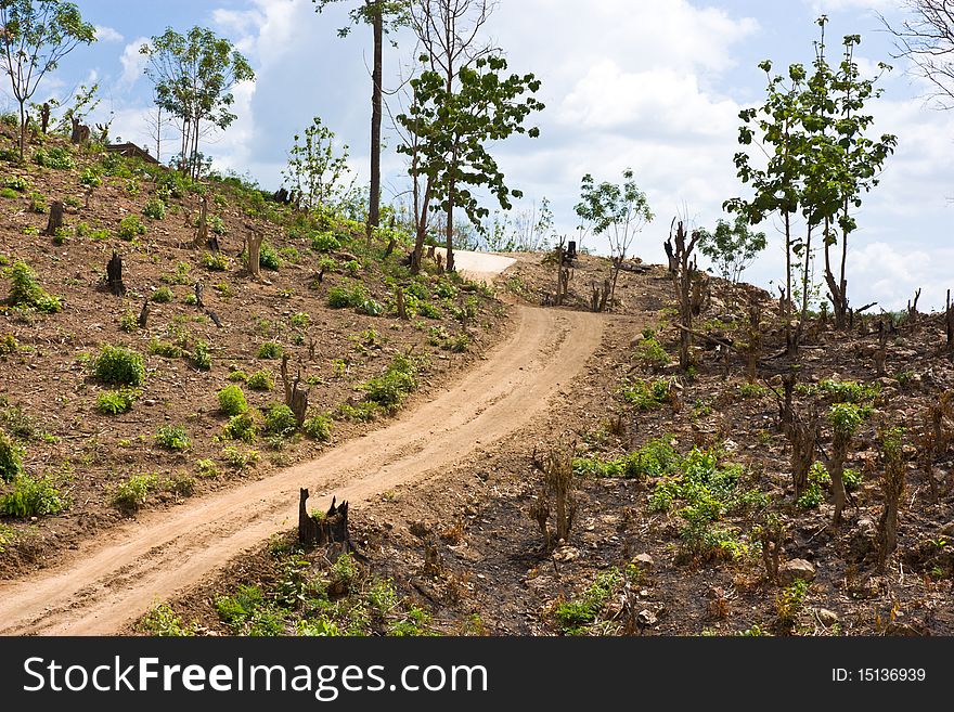 Countryside  road of maecham chiangmai thailand