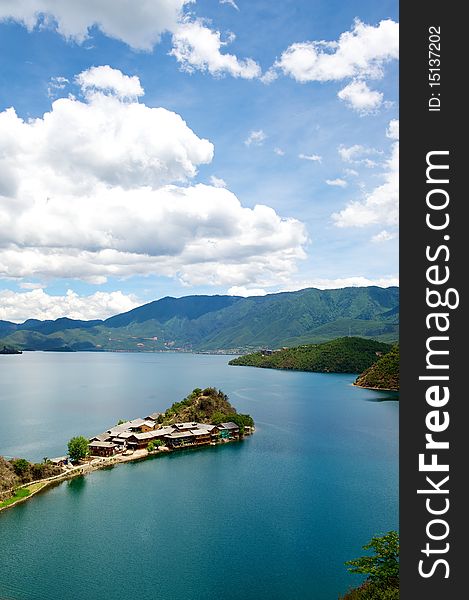 Beautiful scene of Lugu Lake, Yunnan Province China