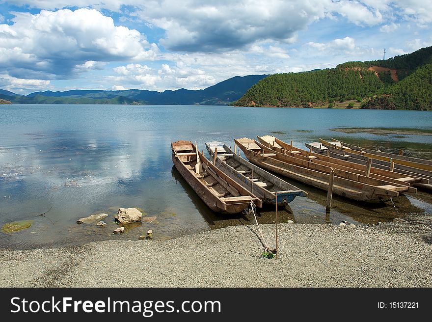 Beautiful scene of Lugu Lake, Yunnan Province China