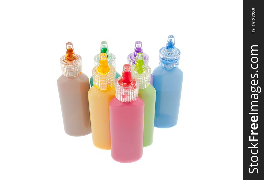 Group of paints tubes isolated on white background.