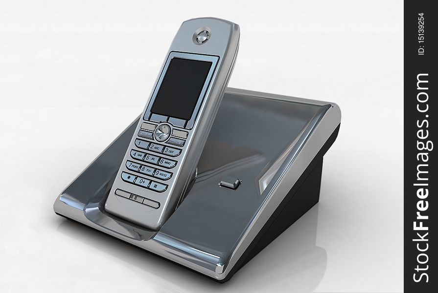 3d illustration of a phone in free space