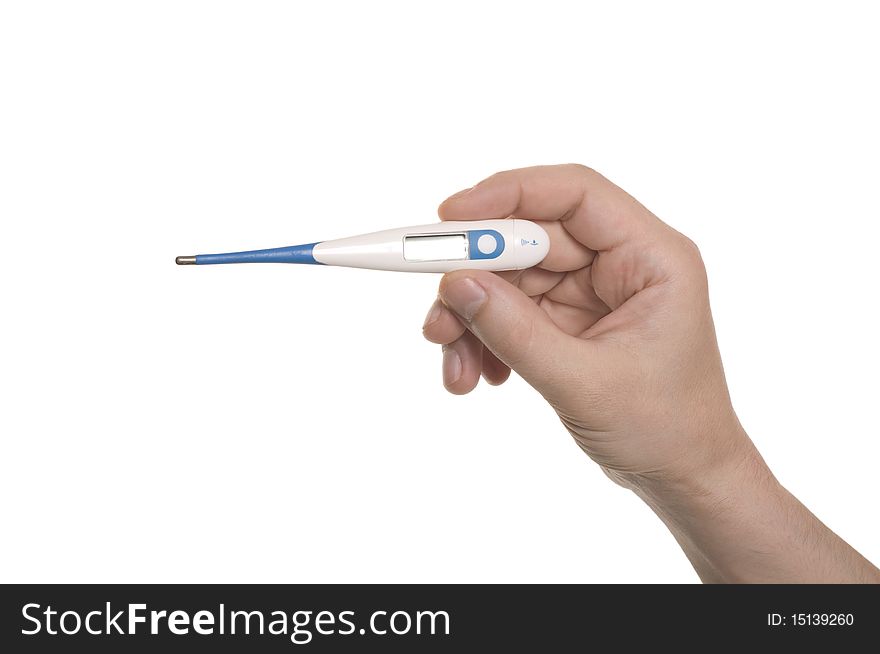 Well shaped hand hold a thermometer