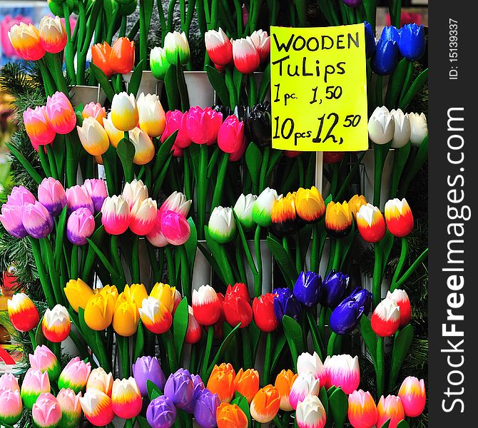 Wooden Tulips from Amsterdam in Holland