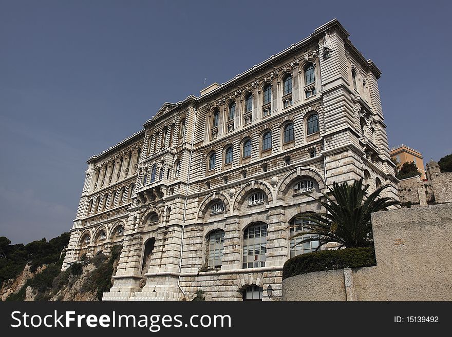 The building of Oceanographic Museum in Monaco is a monumental architectural work of art has an impressive faÃ§ade above the sea, towering over the sheer cliff face to a height of 279 feet (85.04 m). It took 11 years to build, using 100,000 tons of stone from La Turbie.