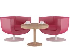 Two Pink Armchairs And Coffee Table Royalty Free Stock Photography