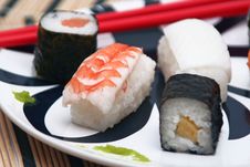 Sushi On The Table-cloth, Detail Stock Photo Sushi On The Table-cloth, Detail Stock Photo