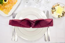Place Setting In Red And White Tones. Royalty Free Stock Photos Place Setting In Red And White Tones. Royalty Free Stock Photos
