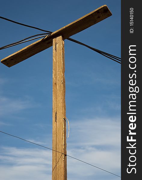 Typical electricity pole in a township in South Africa. Typical electricity pole in a township in South Africa