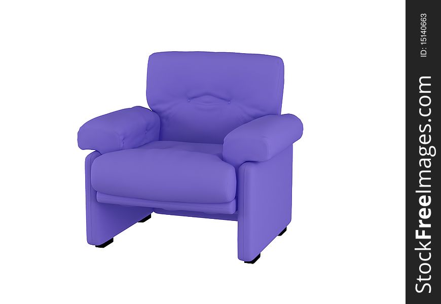 Modern violet sofa isolated on white background, 3D illustrations