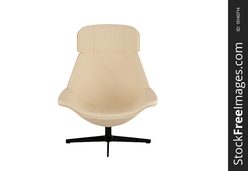 Brown office armchair isolated on the white background, 3D illustration/render