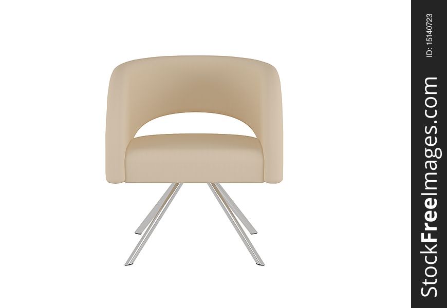 Brown office armchair isolated on the white background, 3D illustration/render