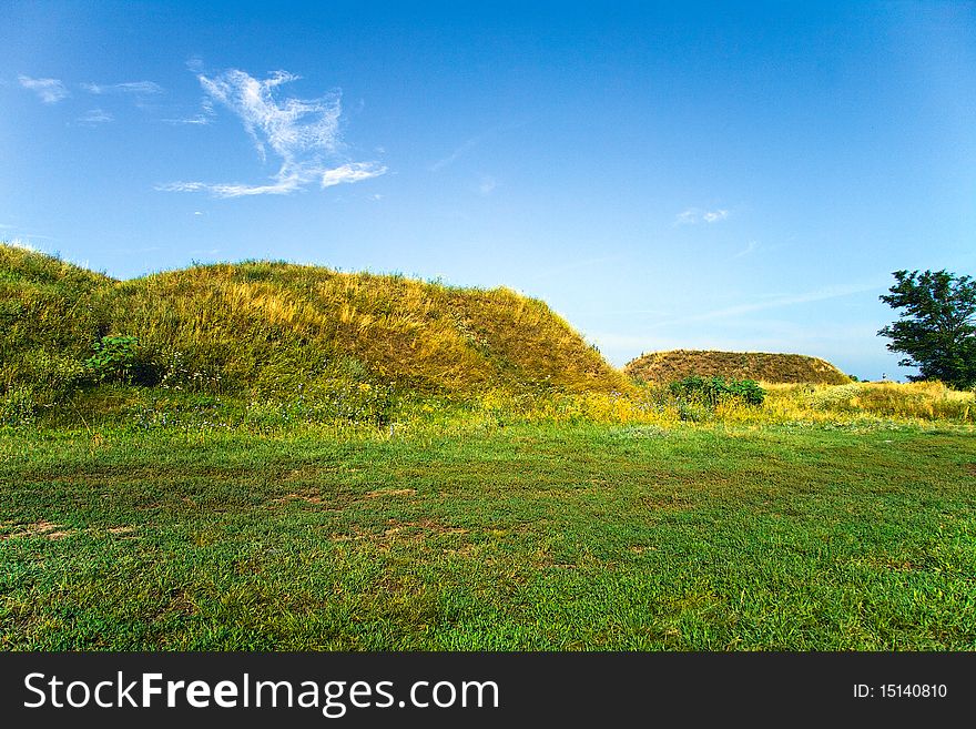 Landscape, hills or mounds around the former fortress. Landscape, hills or mounds around the former fortress