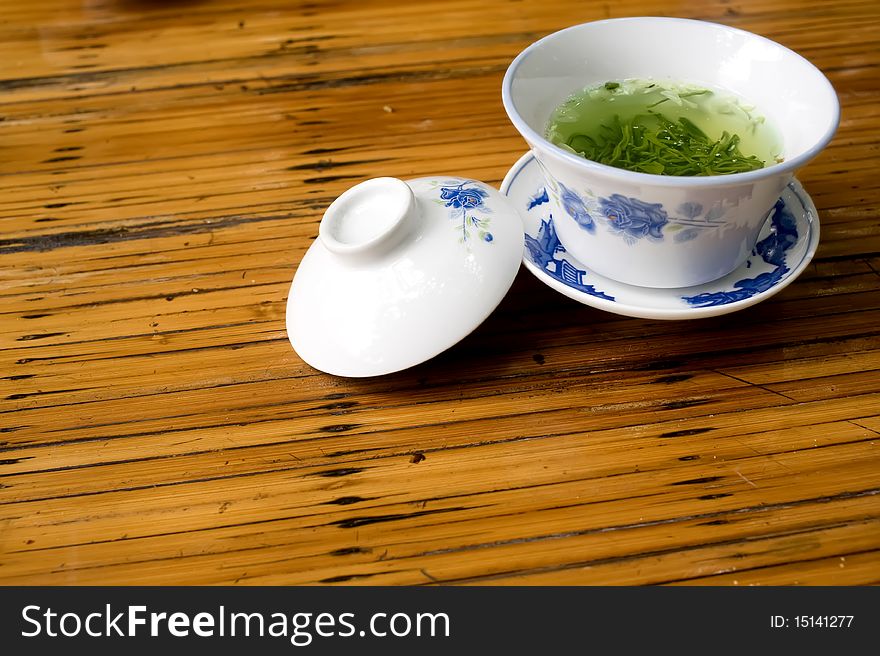 Chinese teacup and abstract table. Chinese teacup and abstract table