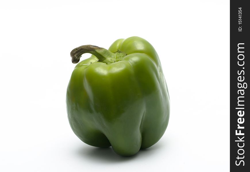 Green bulgarian pepper isolated on white background