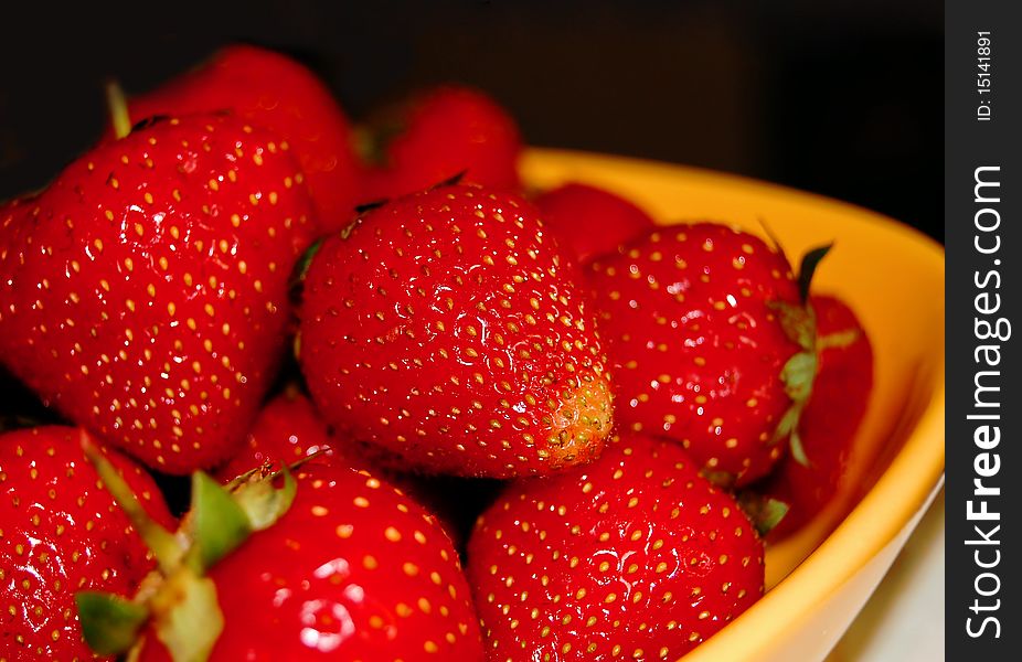 Strawberries in a bowl closeup