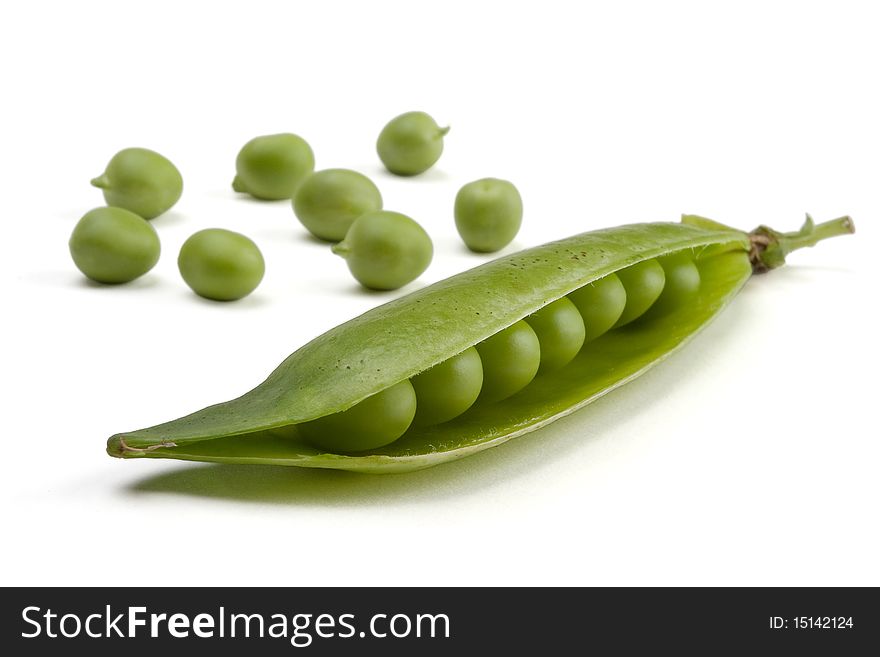 Peas isolated on a white with a path
