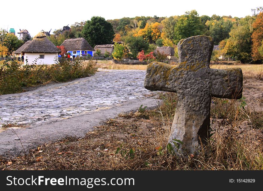 Cross near the old house. Cross near the old house